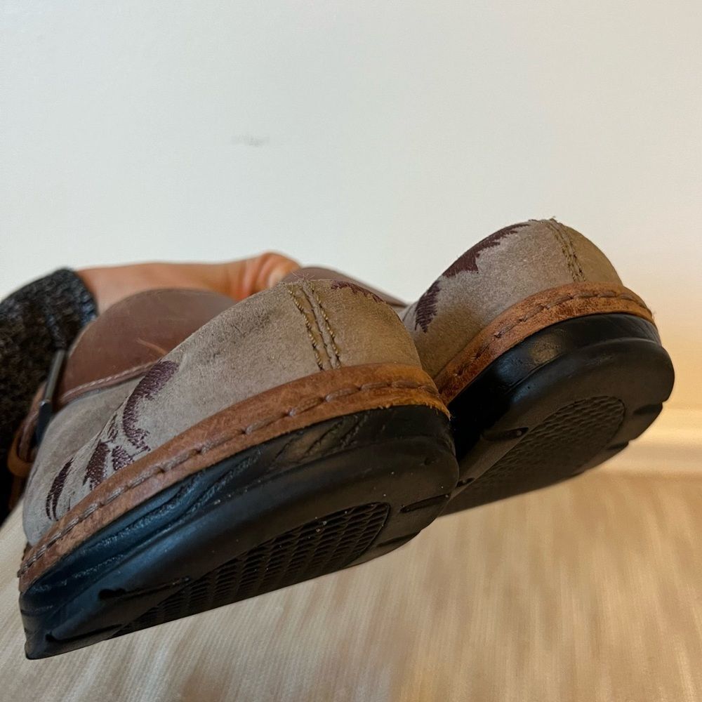 KLOGS woman’s Size 7.5 Clog Leather Upper Embroidered Brown with Buckle “Austin” - Picture 14 of 16
